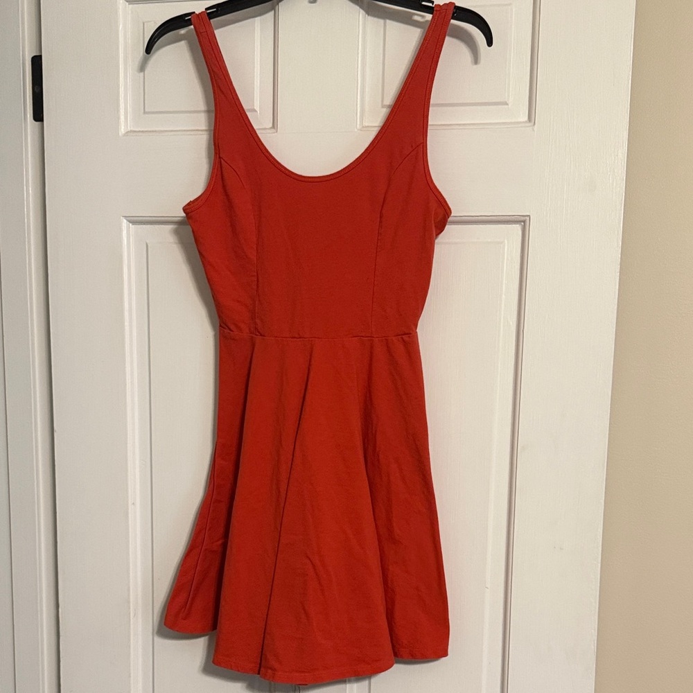 Classic Orange Scoop Neck Skater Dress